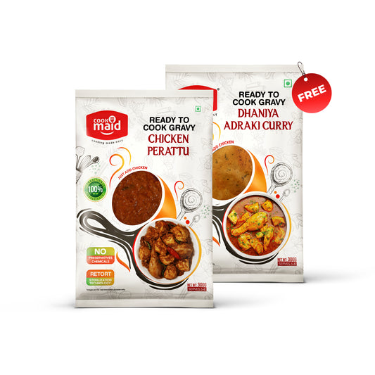Chicken perattu + 1 FREE Dhaniya Adraki Curry ( *Only One Free Pack Per Order )